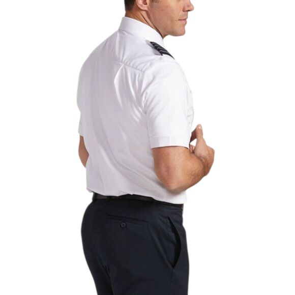 Crew Outfitters Pilot Navy Uniform Shirt Short Sleeve Epaulets Sz 2XL 18.5 S/S - Picture 3 of 11